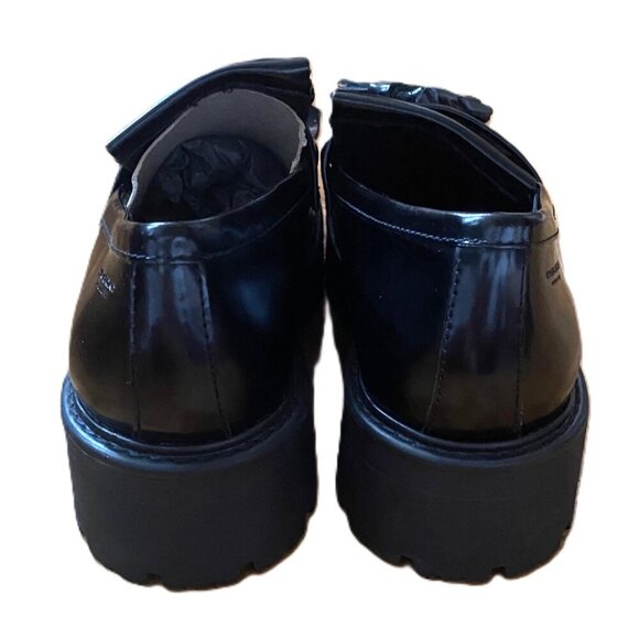 NWOT Vagabond Cosmo Black Polished Leather Chunky platform Loafer Shoes Tassel - Picture 13 of 16